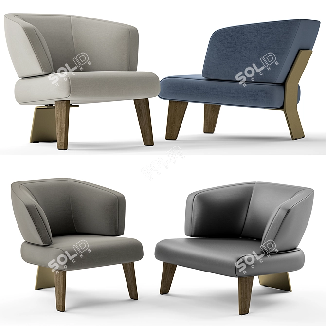 Minotti Creed Chair 3D model image 2