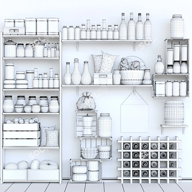 Versatile Kitchen and Store Shelf Solution 3D model image 3