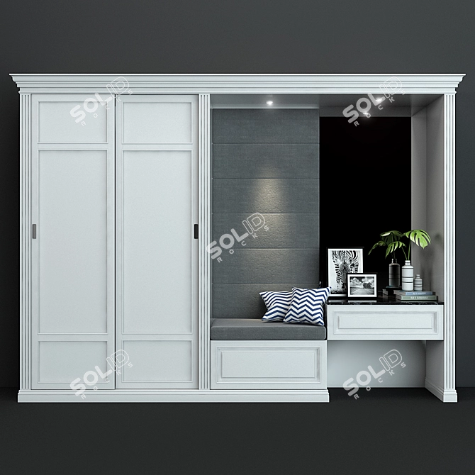 Modern Wood Cabinet 3D model image 1