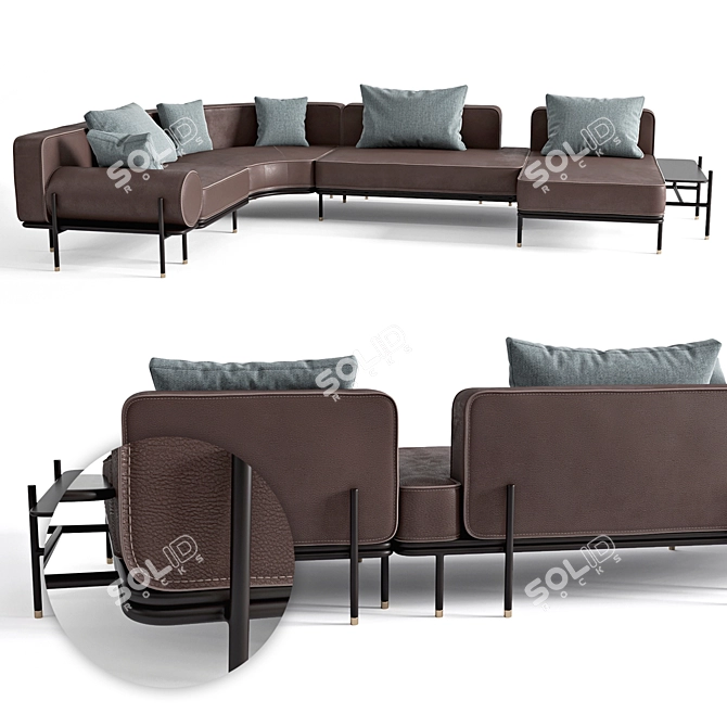 Italian Leather Modular Sofa: Selva 3D model image 1