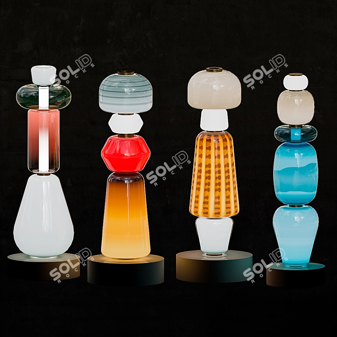Vibrant Blown-Glass Totems by Luca 3D model image 1