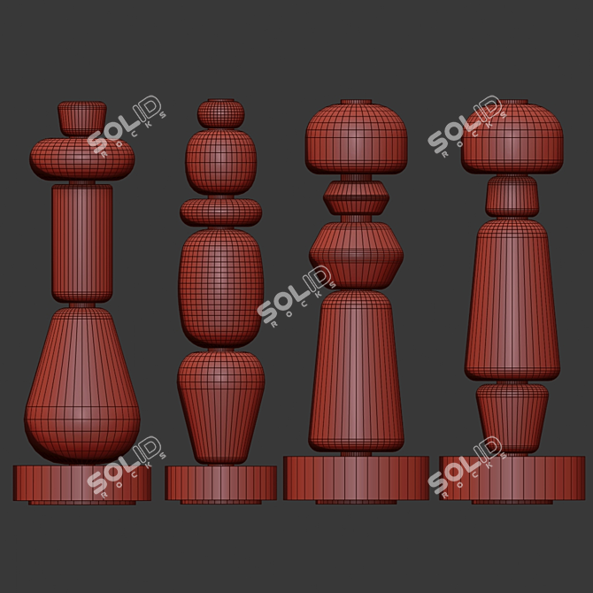 Vibrant Blown-Glass Totems by Luca 3D model image 2