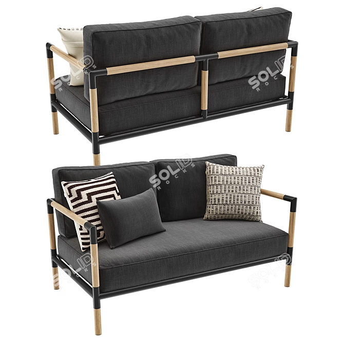 Stylish Barra Sofa: Modern Outdoor Elegance 3D model image 2