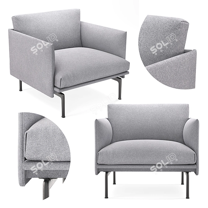 Sleek Outline Studio Chair 3D model image 1