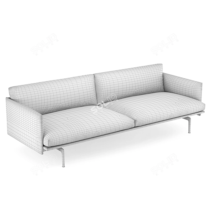 Muuto Outline 3-Seater Sofa: Modern Comfort Blend 3D model image 3
