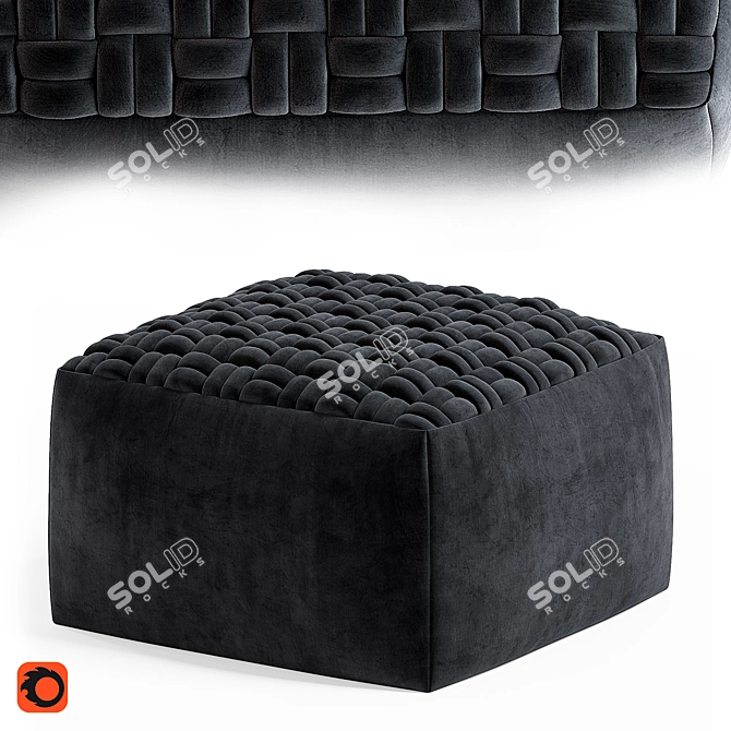 Luxurious Velvet Pouf: Stylish & Smart Living Addition 3D model image 1