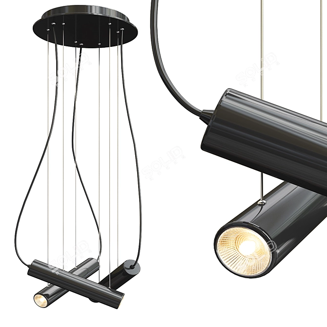 Elegant Tuba Pendant Light 3D model image 1