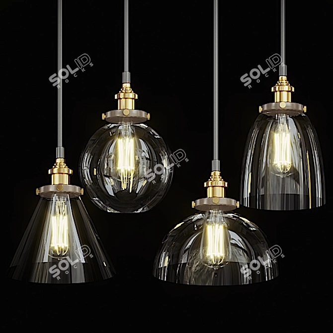 Vintage Industrial Pendant Lights 3D model image 1