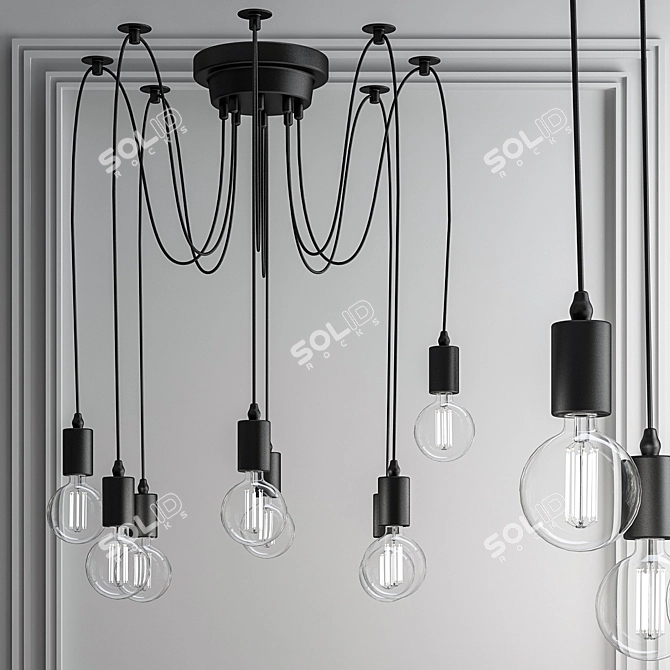 Stilvolle Ecken Draht Pendelleuchte 3D model image 1
