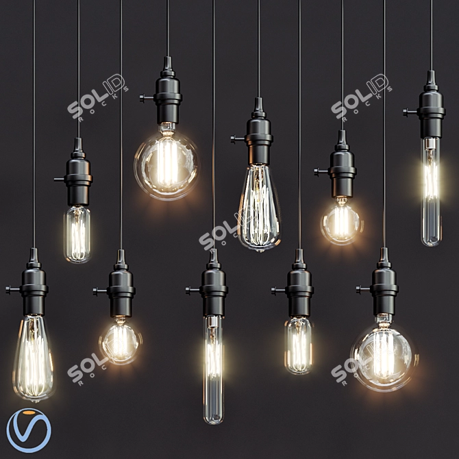 Retro Charm Pendant Lighting 3D model image 1