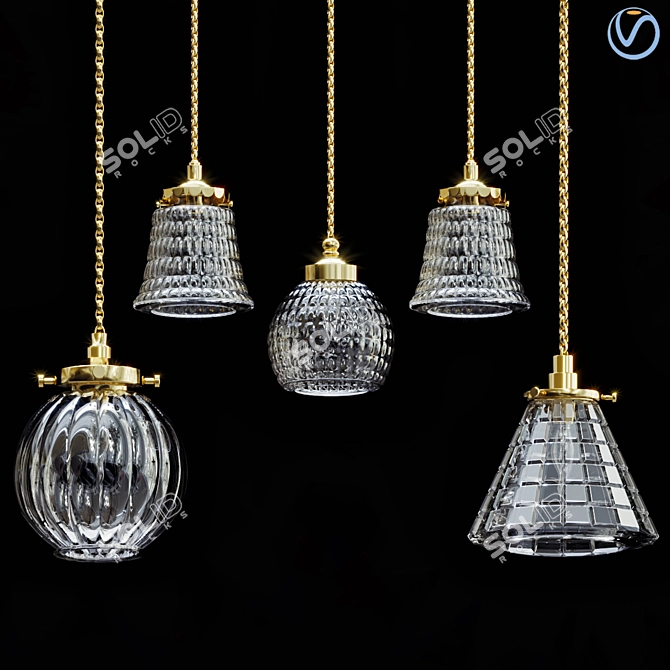 Elegant Glass Pendant Lamp 3D model image 1