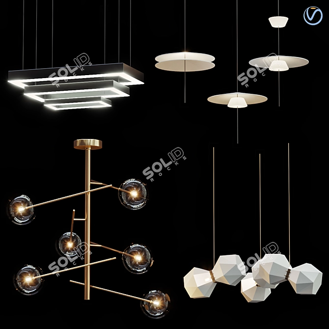 Elegant Turenne Chandelier: Unleash Dynamic Brilliance 3D model image 1