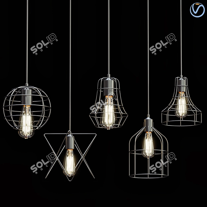 Vintage Techo Lampara Comparación 3D model image 1