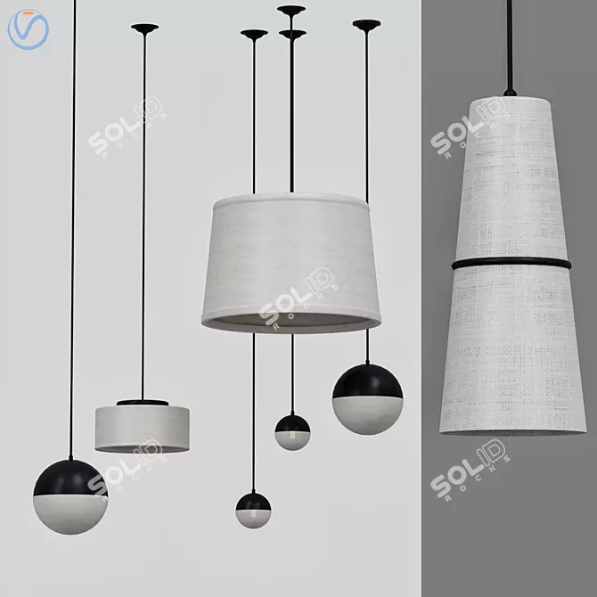 Elegant Fabric Pendant Lights 3D model image 1