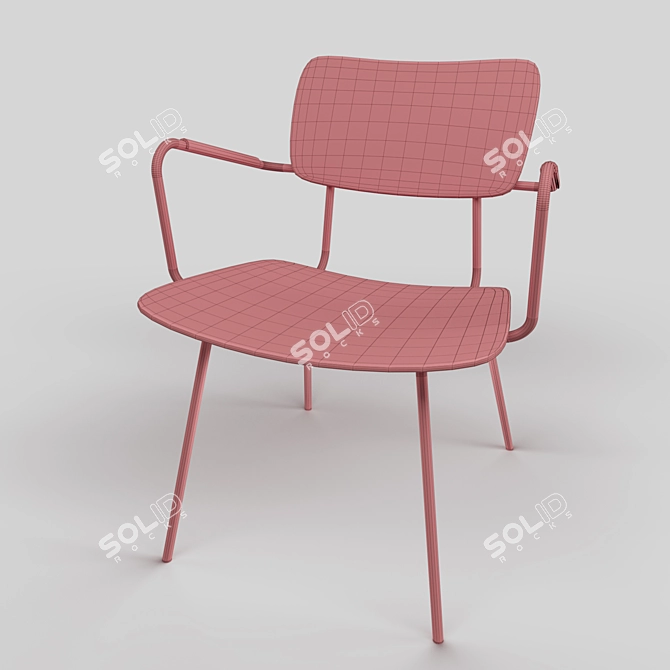 Retro Chic Metal and Wood Chair 3D model image 3