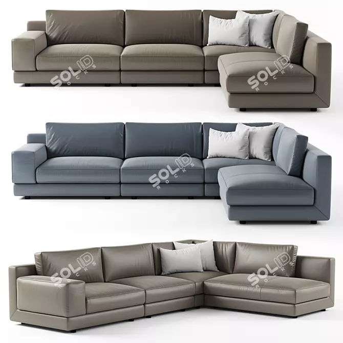 Agora Modular Leather Sofa 3D model image 1