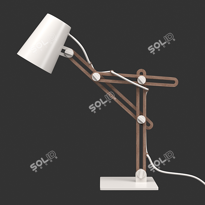 Looker OM Table Lamp – Elegant Wood/Metal Shade 3D model image 1