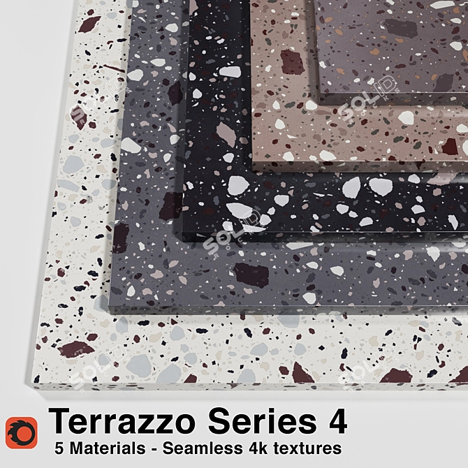 Seamless Terrazzo Collection: 5 High-Quality Materials 3D model image 1