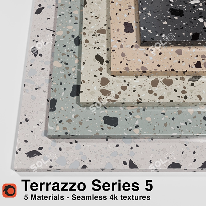 Seamless Terrazzo Collection: 5 High-Quality Materials 3D model image 1