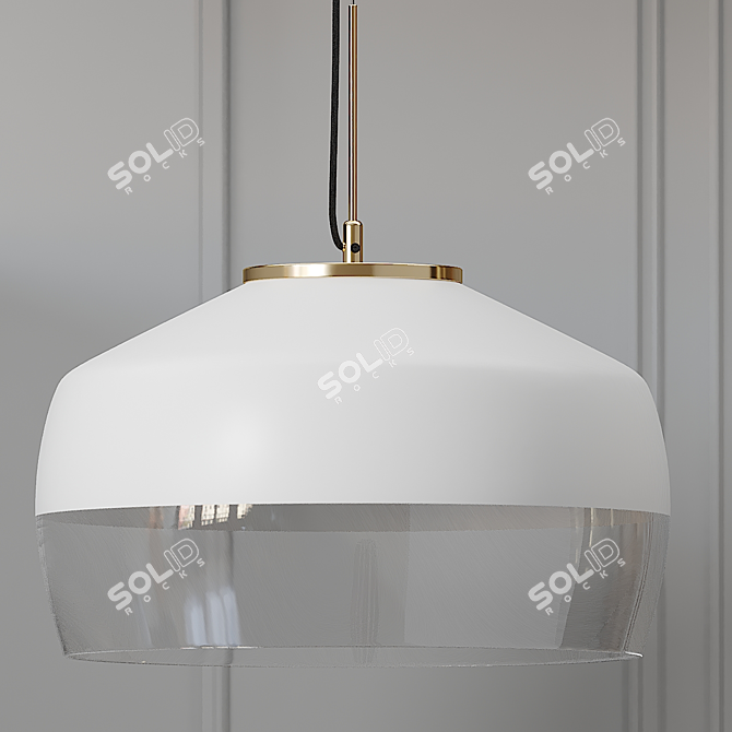 Elegant Brass & Frosted Glass Pendant 3D model image 1