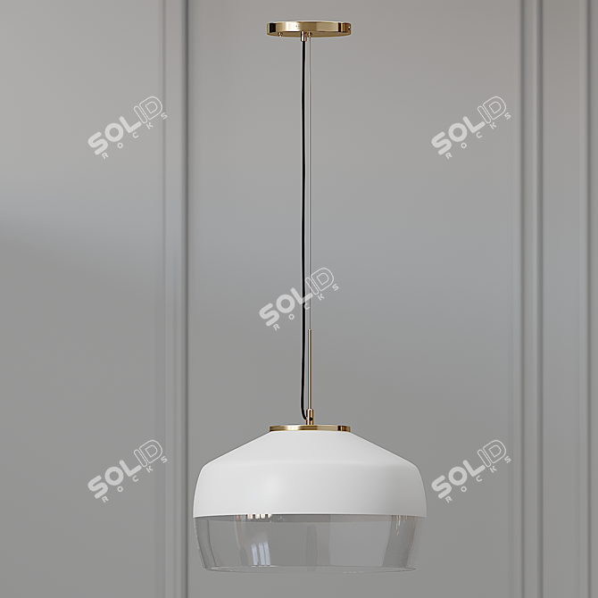 Elegant Brass & Frosted Glass Pendant 3D model image 2