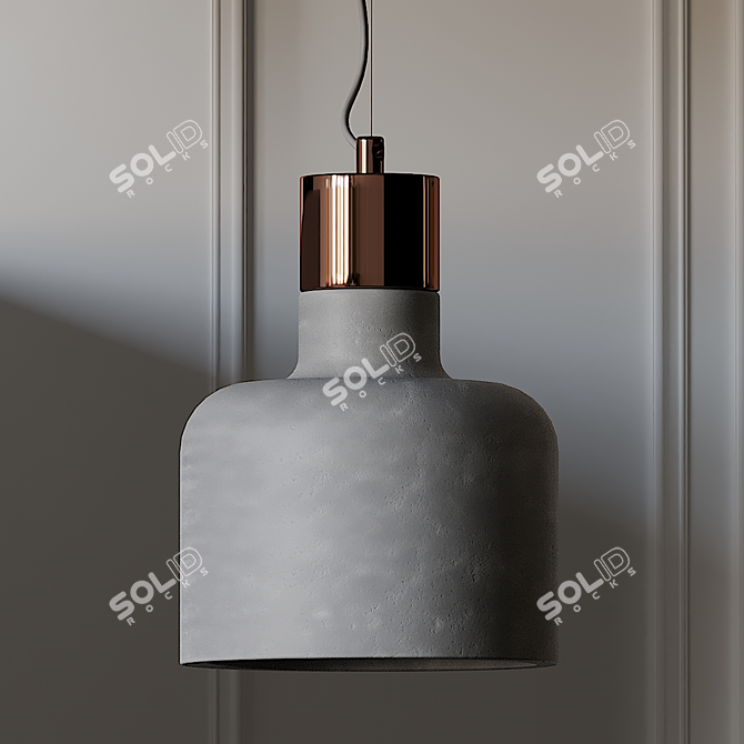 Modern Concrete & Copper Pendant 3D model image 1