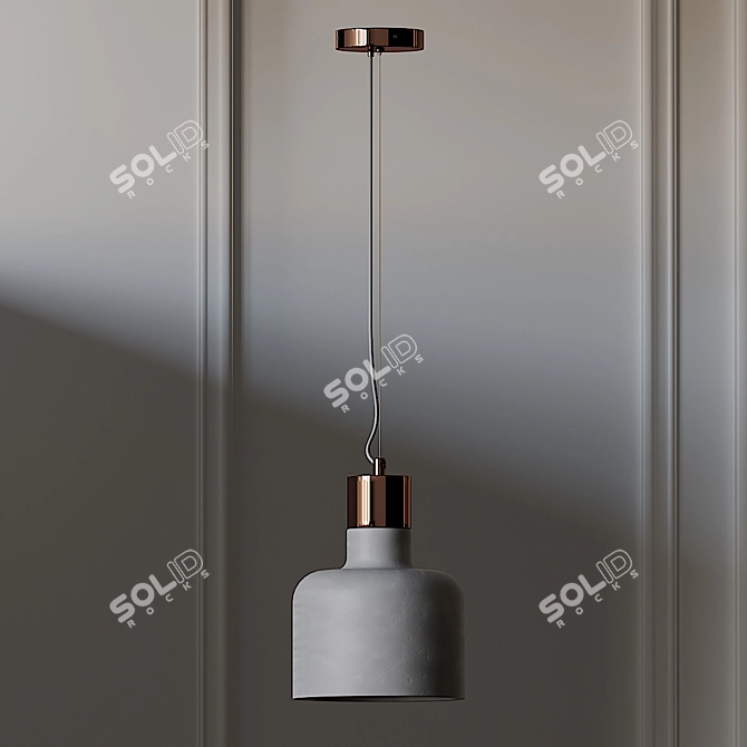 Modern Concrete & Copper Pendant 3D model image 2