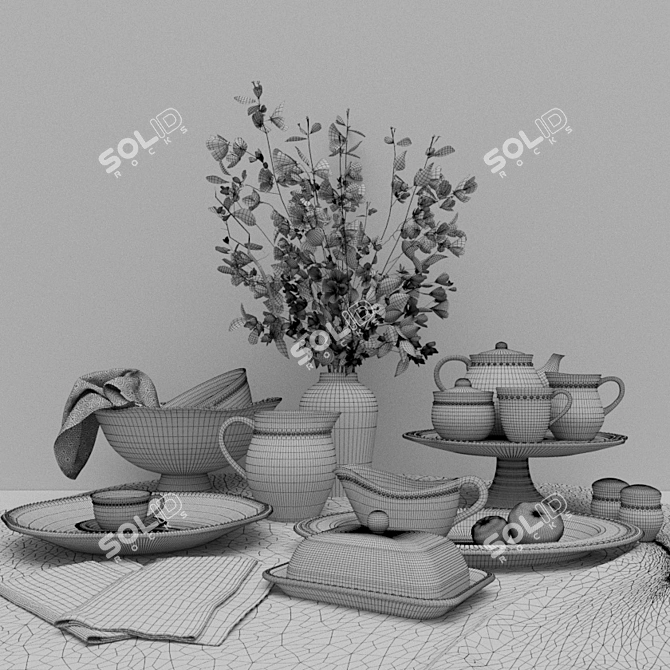 Elegant Emma Dinnerware Set 3D model image 3