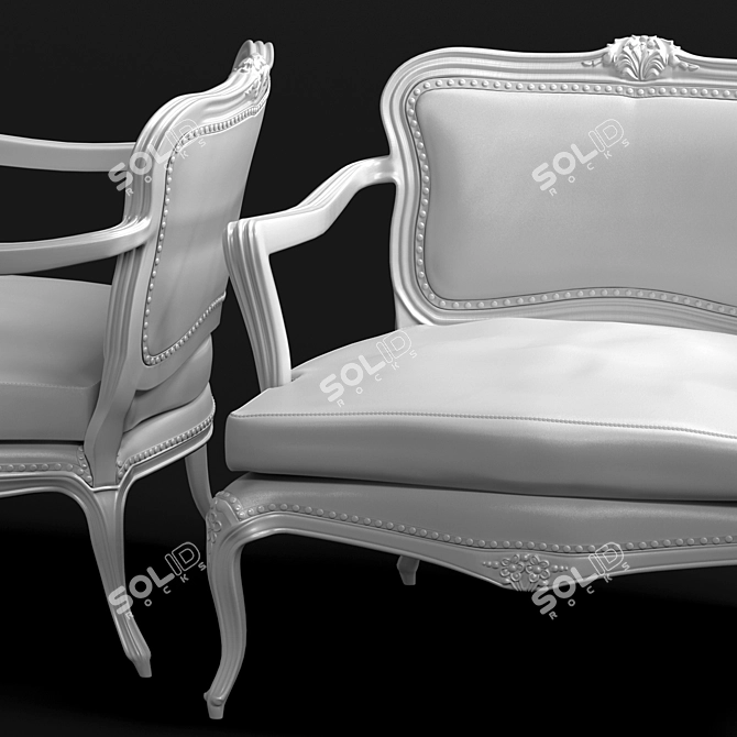 Luxurious Hand-Carved Longhi Dalia Armchair 3D model image 2