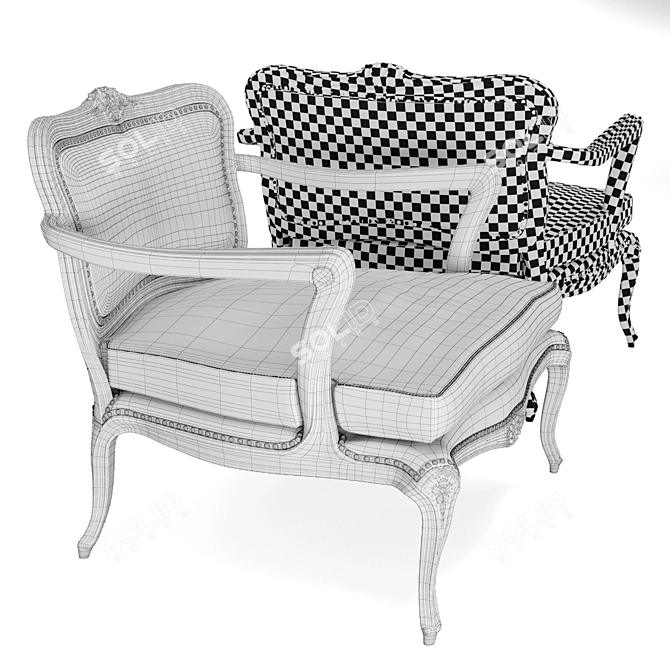 Luxurious Hand-Carved Longhi Dalia Armchair 3D model image 3