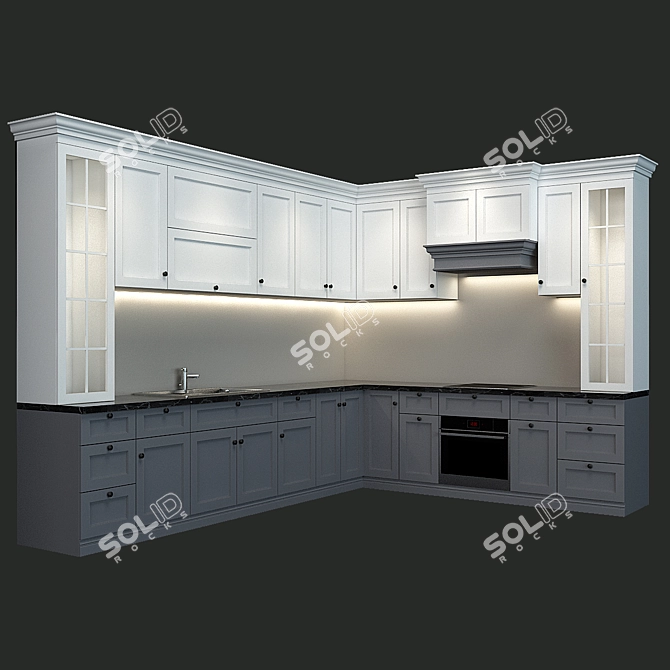 Elegant Kitchen Solution 3D model image 1