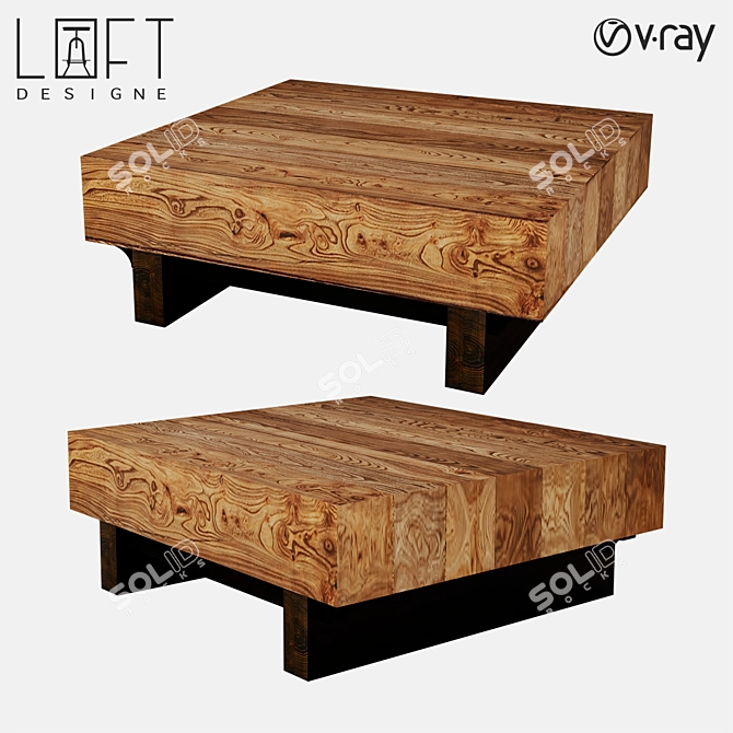 Vintage Wood Coffee Table 3D model image 1