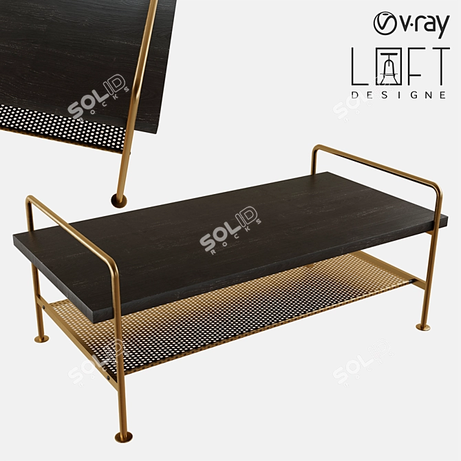 Modern Wood and Metal Coffee Table 3D model image 1