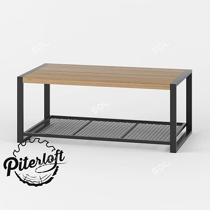 Industrial Wood Coffee Table 3D model image 1