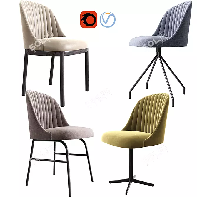 Elegant Alice Chair Set 3D model image 1