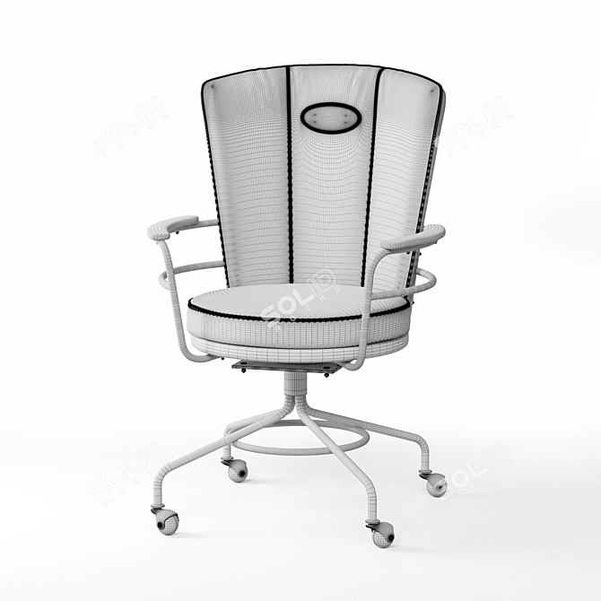 Rustic Metal Office Chair 3D model image 3