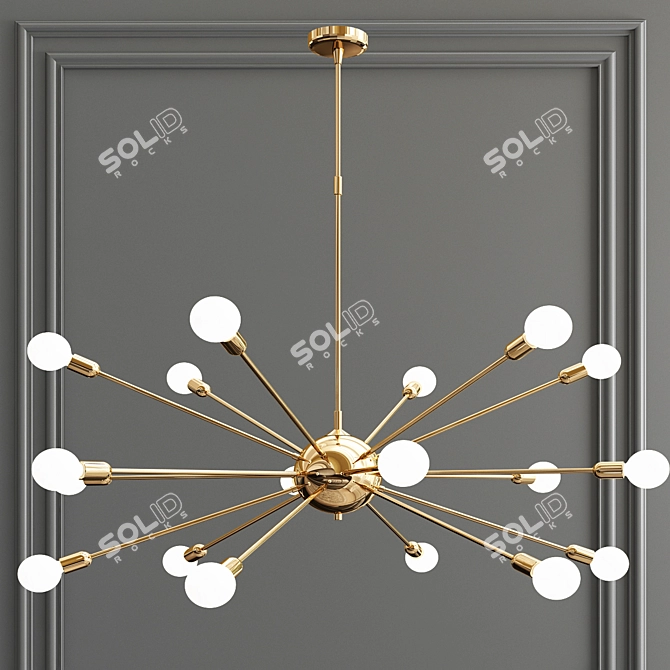 Stunning Atomic 18-Light Starburst Chandelier 3D model image 1