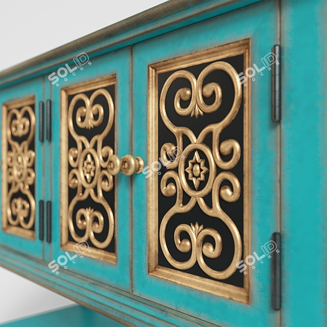 Vintage Wooden Chest of Drawers 3D model image 2