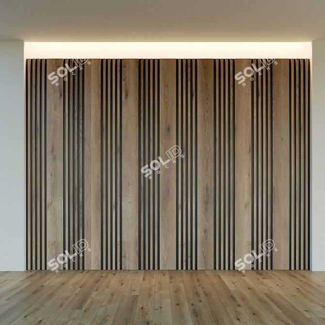 3D Wooden Wall Panel 3D model image 2