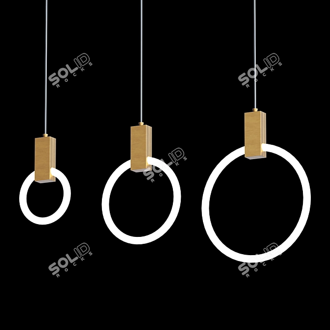 Sleek LED Hanging Ring Lights 3D model image 1
