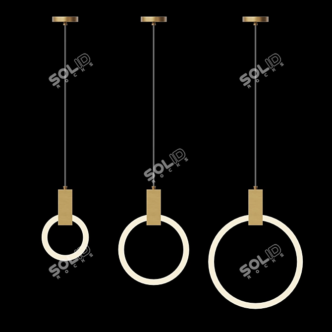 Sleek LED Hanging Ring Lights 3D model image 2