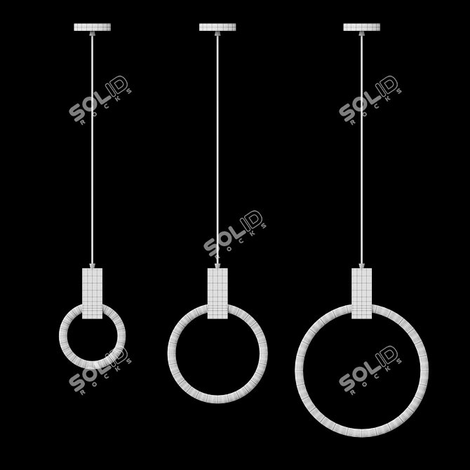 Sleek LED Hanging Ring Lights 3D model image 3