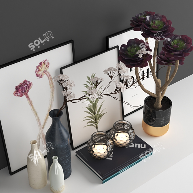 Artistic Aeonium: Exquisite Poly Design 3D model image 2