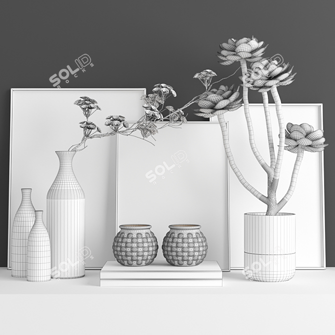 Artistic Aeonium: Exquisite Poly Design 3D model image 3