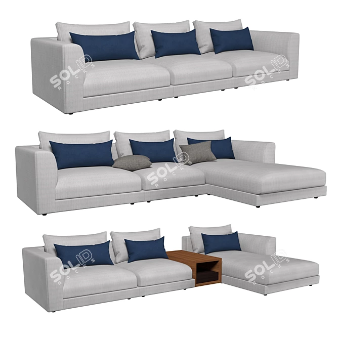 Modular Fabric Corner Sofa Set 3D model image 2