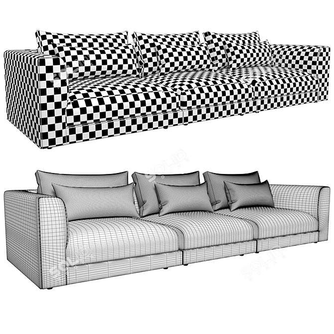 Modular Fabric Corner Sofa Set 3D model image 3