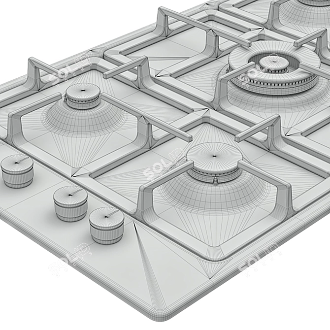 Bertazzoni La Germania 5-Burners Gas Hob: Sleek Design & Superior Performance 3D model image 3