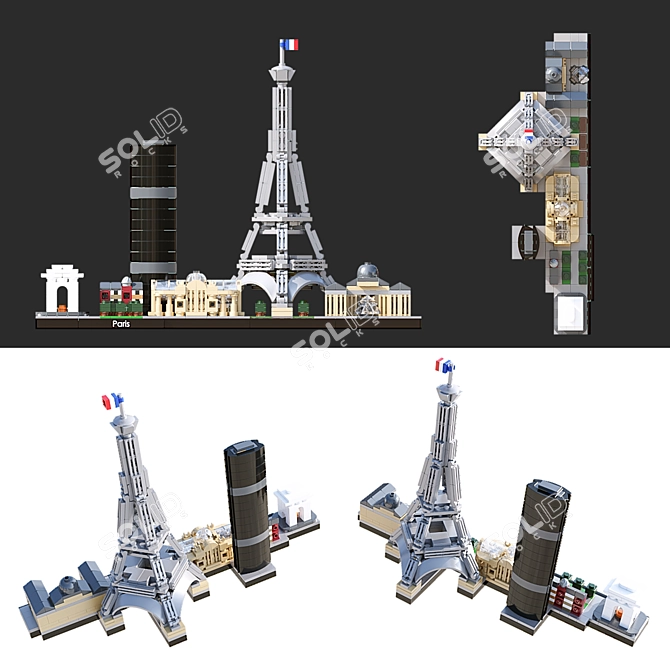 Eiffel Tower LEGO Building Set 3D model image 2