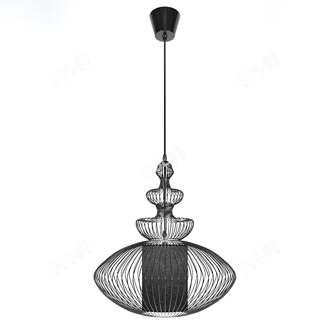 Modern Pendant Lamp Nowodvorski Aida - Black Metal and Fabric 3D model image 1