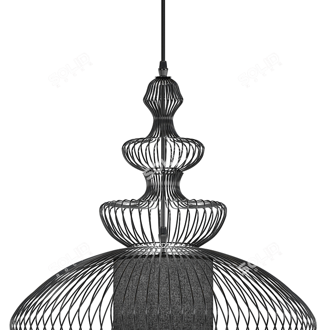 Modern Pendant Lamp Nowodvorski Aida - Black Metal and Fabric 3D model image 2